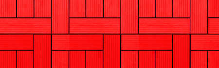 Panorama of Red wood tile for exterior flooring building pattern and background seamlessの写真素材