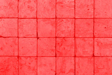 Red terracotta wall tiles texture and background seamlessの写真素材