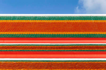 Clay tile roof at Thai temple pattern and background seamlessの写真素材