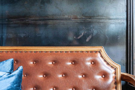 Close - up Vintage brown leather sofaの写真素材