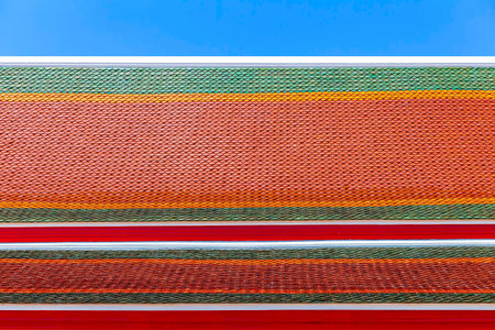 Clay tile roof at Thai temple pattern and background seamless
