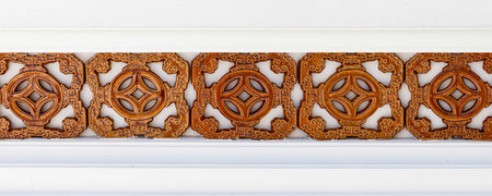 Panorama of Brown glazed tiled wall with pattern texture and background seamlessの写真素材