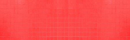 Panorama of Vintage red mosaic kitchen tile wall texture and background seamless