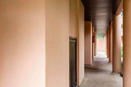 The corridor between the rooms at the luxury resortの写真素材