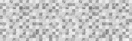 Panorama of Vintage Black and white mosaic kitchen wall pattern and background seamlessの写真素材