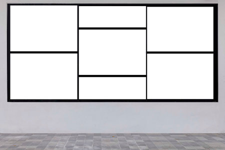 Black sliding aluminum window frame isolated on a white backgroundの写真素材