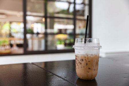 Iced cappuccino in a plastic take-out cup