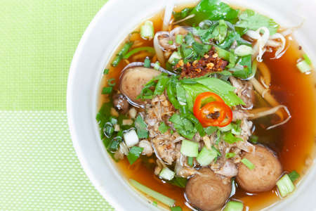 Asian one-dish meal ,Stewed chicken soup with morning glory and bean sproutの写真素材