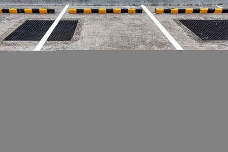 Empty outdoor car Parking Spaces at building officeの写真素材