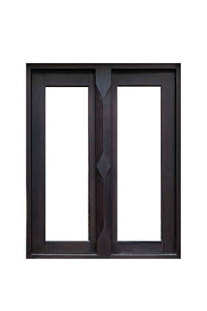 Vintage black painted wooden window frame isolated on a white backgroundの写真素材