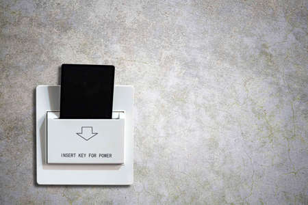 Close - up of key card holders in hotel roomsの写真素材