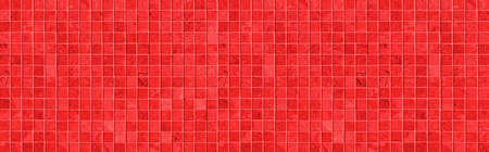 Panorama of Vintage red mosaic kitchen wall pattern and background seamlessの写真素材