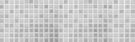 Panorama of Vintage white mosaic kitchen wall pattern and background seamlessの写真素材