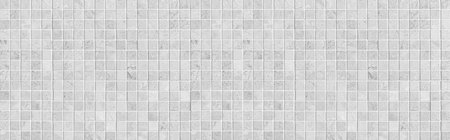 Panorama of Vintage white mosaic kitchen wall pattern and background seamlessの写真素材
