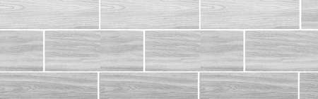 Panorama of Wood grain white ceramic floor tile pattern and texture background seamlessの写真素材