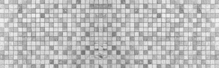 Panorama of Vintage white mosaic kitchen wall pattern and background seamlessの写真素材