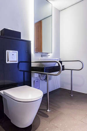 Toilets for handicapped people in the office building are emptyの写真素材