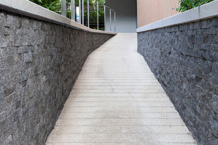 Long stone building entrance for wheelchairs