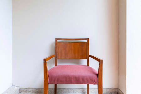 Brown wooden chairs and on the balconyの写真素材