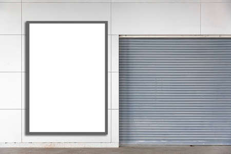 A large blank billboard at the entrance to the buildingの写真素材