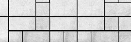 Panorama of White granite tiled wall with vintage pattern texture and background seamlessの写真素材