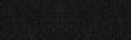 Panorama of Vintage black mosaic kitchen wall pattern and background seamlessの写真素材