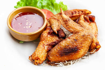 Appetizers, Fried Chicken Wings with Chili Sauceの写真素材