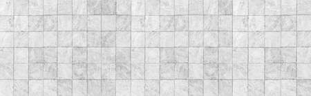 Panorama of Vintage white mosaic kitchen wall pattern and background seamlessの写真素材