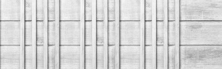 Panorama of white slatted wall inside the house pattern and background seamless