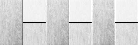 Panorama of Wood grain white ceramic floor tile pattern and texture background seamlessの写真素材