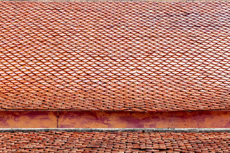 Clay tile roof at Thai temple pattern and background seamlessの写真素材