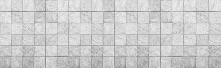 Panorama of white terra cotta wall tile texture and background seamlessの写真素材
