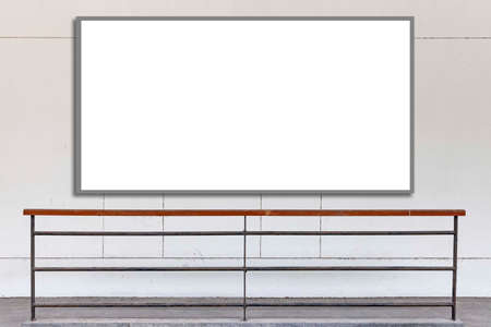 A large blank billboard at the entrance to the buildingの写真素材