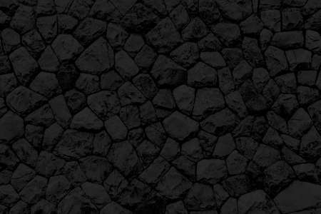 Black natural stone wall pattern and background textureの写真素材