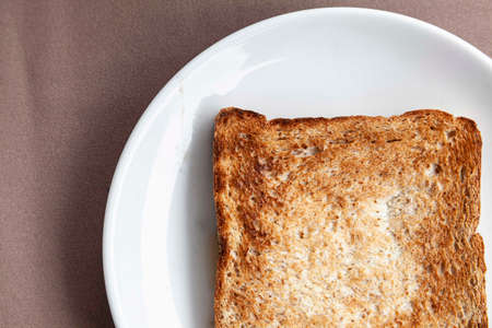 breakfast toast in white ceramic plateの写真素材