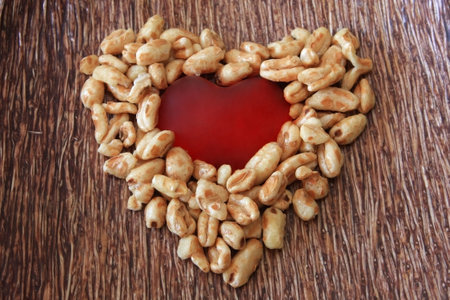 photograph of a grain forming heartの写真素材