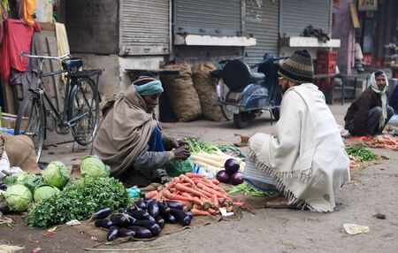 Varanasi,India - January 1,2010 : Street jobs, trade is both local and soil enabled the streetsのeditorial素材