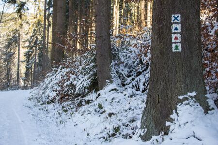 Symbols on the hiking trail Schwarzatalの写真素材