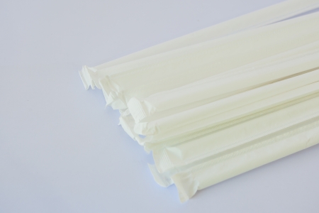 White drinking straws  の写真素材