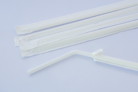 White drinking straws  の写真素材