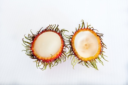Rambutan is a fruit with sweet red shellの写真素材