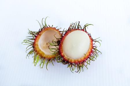 Rambutan is a fruit with sweet red shellの写真素材