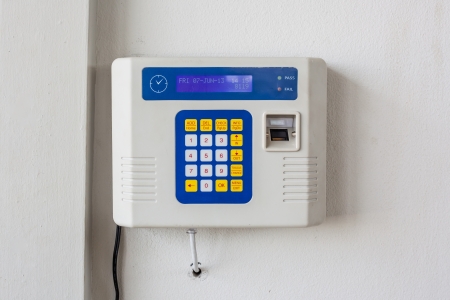 fingerprint and password lock in a office building の写真素材