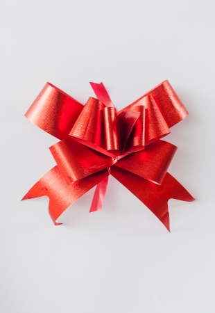 red ribbon isolated on white backgroundの写真素材