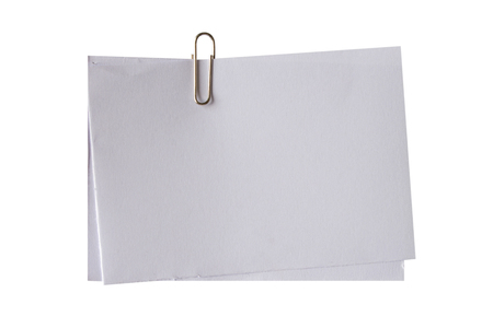 blank white note and clip on isolatedの写真素材