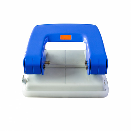 blue punches paper on isolated white の写真素材