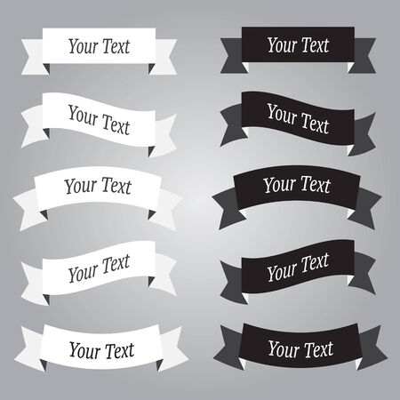 Ribbon black and white set, vectorのイラスト素材