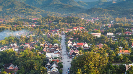 Viewpoint and landscape at luang prabang , laos.の写真素材