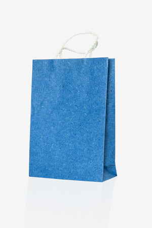 mulberry blue paper bag on isolate white backgroundの写真素材
