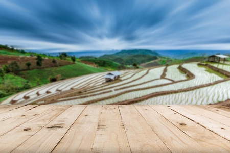 abstract blurred terraced Paddy Field and view mountain with space.の写真素材